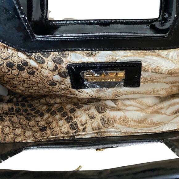 Roberto Cavalli Class NWTs Vintage Black Patent Leather Purse Chain Strap - Picture 9 of 15